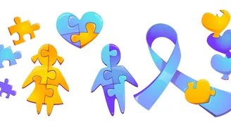 Set autism world day awareness, puzzle pieces